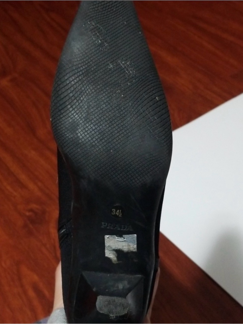 Prada Vintage Booties Side Zipper Ankle Boots Kitten Heels size 34.5 or 4.5 (US) - Picture 5 of 8